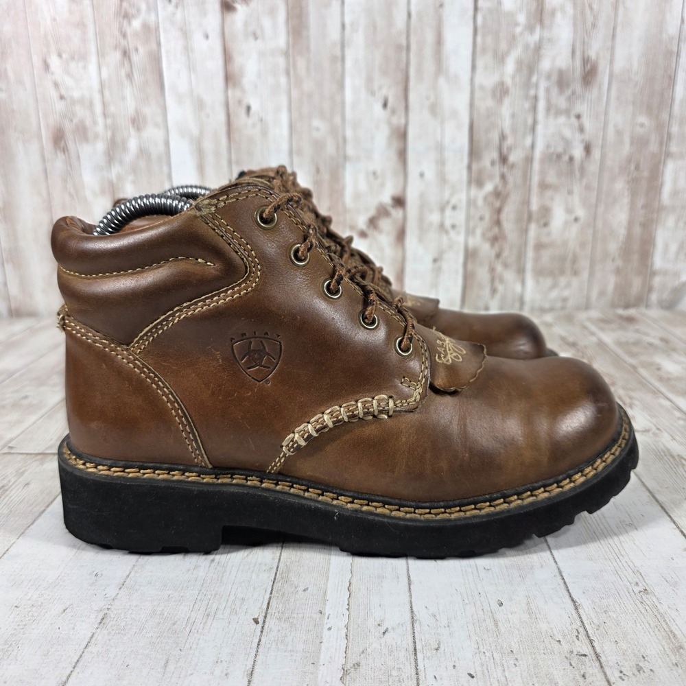 Ariat Women Brown Leather Kiltie Lace Up Work Boots 17797 Size 7B